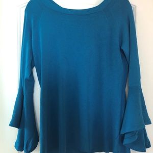 Aqua Blue Sweater - bell sleeves